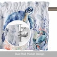 thumbnail image 6 of Summer Ocean Valance Curtain for Windows Watercolors Blue Sea Turtles Corals Coastal Rod Pocket Curtain Valances Short Window Treatments Panels for Kitchen Bathroom Laundry Room Basement 60 x 14 Inch, 6 of 9