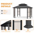 thumbnail image 6 of 11' x 13 Outdoor Octagon Gazebo, Outdoor Pavilion Hardtop Gazebo with Double Tiered Ventilated Roof, Dual Rails and Ceiling Hook for Patio, Garden, Backyard Shade, 6 of 8