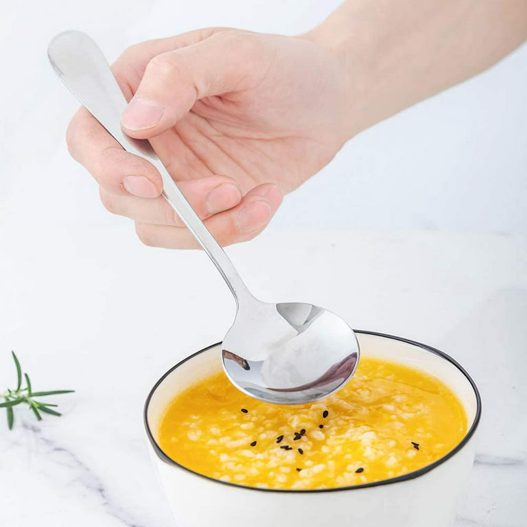 Soup Spoon)26CM Stainless Steel Round Spoon Hot Pot Ladle Dinnerware CS