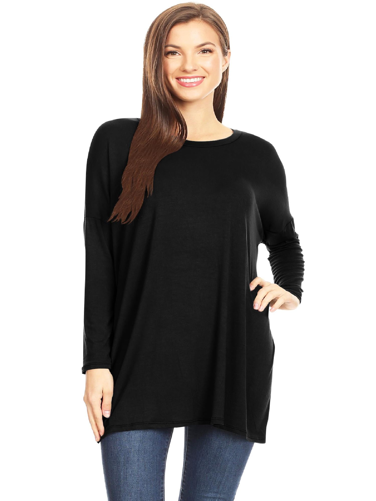 Moa Collection - MOA COLLECTION Women's Solid Casual Basic Dolman Long ...