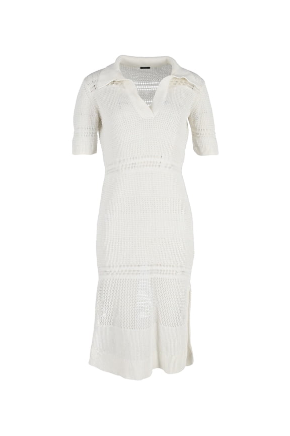 Pre-Owned Joseph Knitted Midi Dress in Cream Viscose