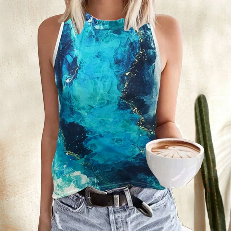 adviicd Tank Tops For Teen Girls Womens 2024 Cute V Neck Ruffle Sleeveless  Shirts Elegant Tank Tops Blouses Blue XL 