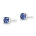 thumbnail image 2 of Solid 925 Sterling Silver Blue CZ Cubic Zirconia Post Studs Earrings 4mm, 2 of 4