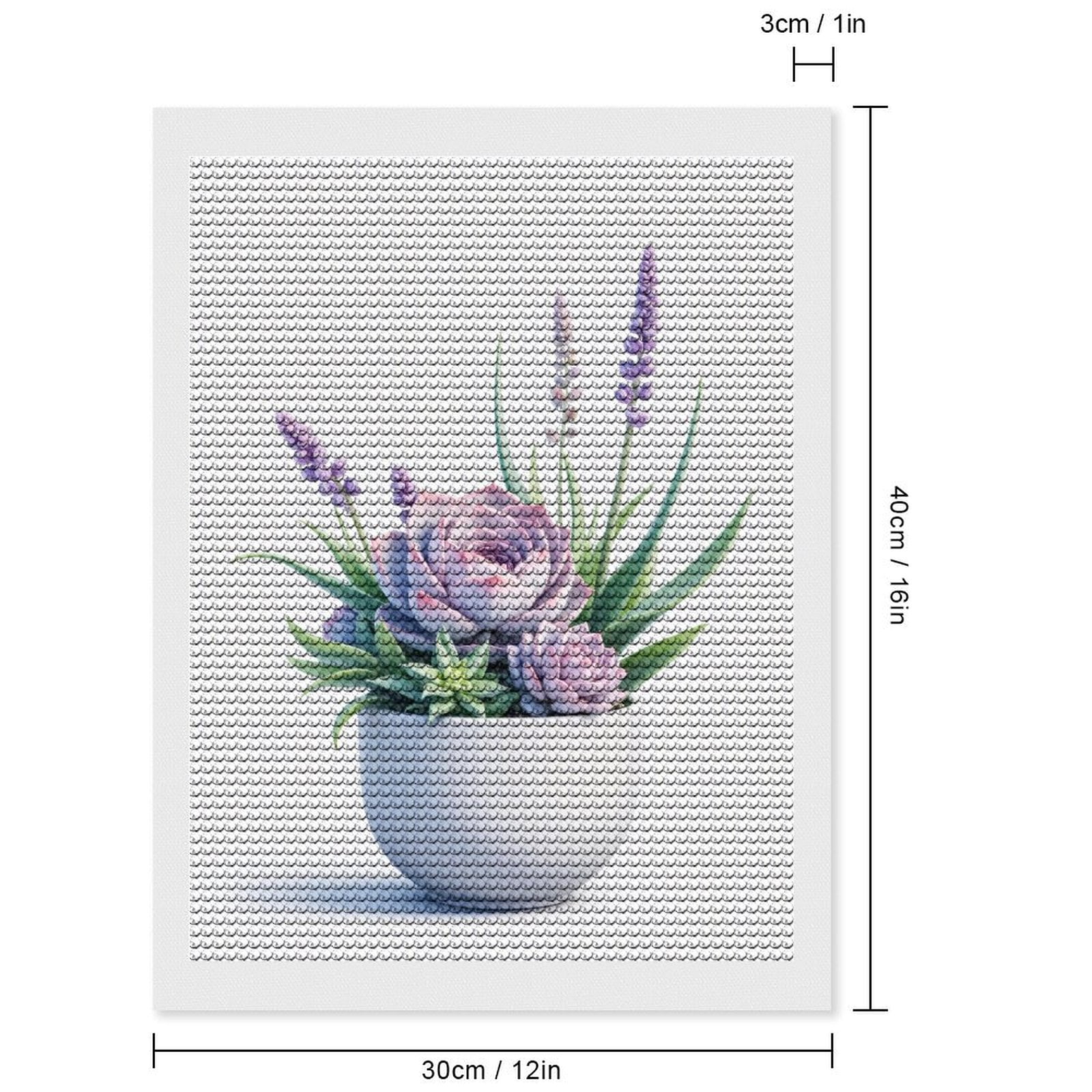 Diamond Art Kits for Adults, Purple Succulent Floral Arrangement 5D Diamond Painting Kits for Adults Beginners, DIY Full Drill Diamond Painting, Gem Art and Crafts 12x16