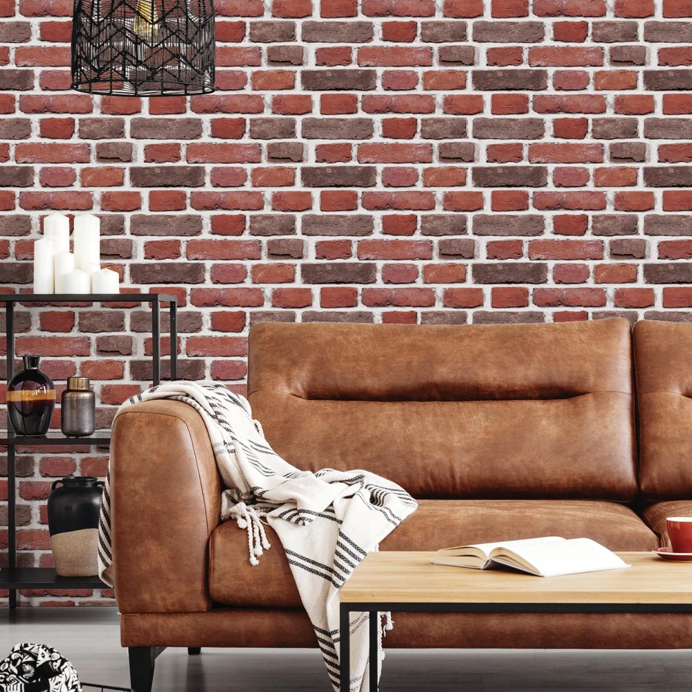 RoomMates Red Brick Peel and Stick Giant Wall Decals