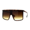 thumbnail image 3 of Womens Flat Top Shield Oversize Robotic Sunglasses Tortoise Brown, 3 of 4