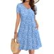 thumbnail image 1 of Vestido de verano Zeagoo azul brillante con cuello en V floral XXL para mujer, 1 of 6