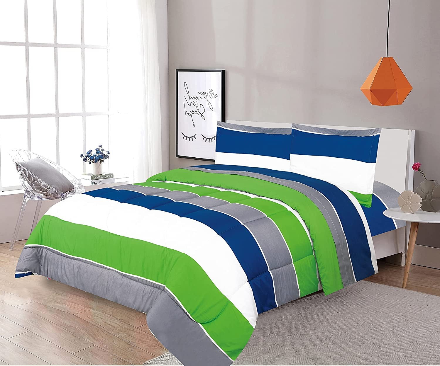 Kids Zone Home Linen 2Pc Twin Bedspread Coverlet Quilt Set For Boys Construction 