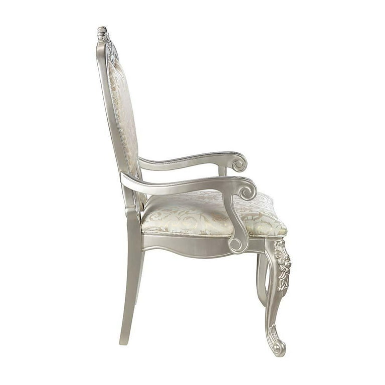 ACME Bently Upholstered Dining Arm Chair in Champagne (Set of 2