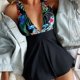 thumbnail image 1 of Womens Swimsuits Tummy Control Bathing Suits One Piece Swimsuit Flowy Swimwear Swimdress with Bottom Swim Suit,L, 1 of 4