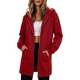 thumbnail image 3 of Jsaierl Zip Up Long Hoodies for Women Casual Solid Color Hooded Sweatshirt Oversized Cotton Long Sleeve Jackets Winter Fashion S-2XL, 3 of 9