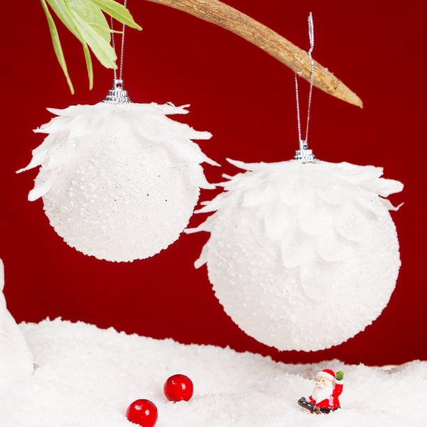 Adorno navideño con forma de bola y plumas brillantes, ideal para colgar en interiores y exteriores, fiestas, bodas, Halloween, Acción de Gracias, San Valentín.