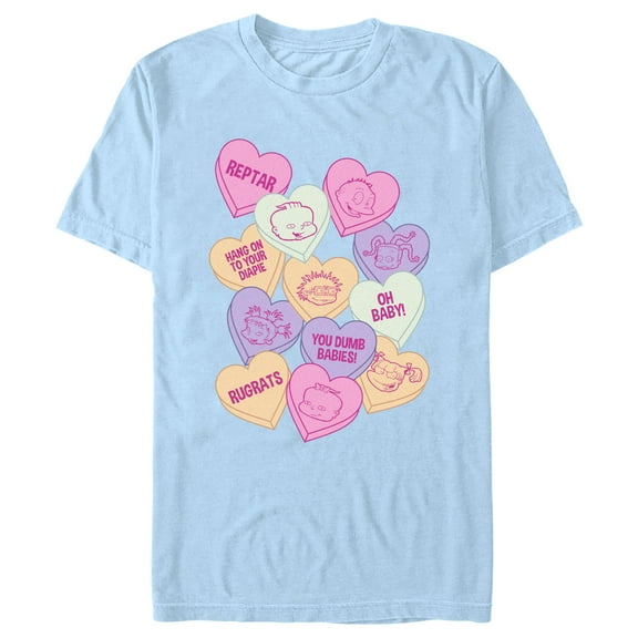 Men's Rugrats Candy Hearts  Graphic Tee Light Blue X Large