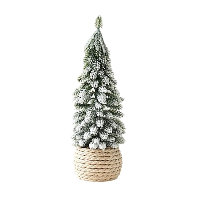 Mini adorno de cedro, adorno decorativo, mini árbol de cedro nevado flocado, decoración navideña para escritorio y repisa, adornos para decorar el hogar, la habitación, el dormitorio.