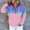 thumbnail image 2 of Lenpel Hoodies for Women Casual Long Sleeve Quarter Button Color Block Pullover Sweatshirts Fall Winter Fashion Tops(Blue,XX-Large), 2 of 6