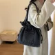 thumbnail image 5 of Bolso de hombro con cordón de mezclilla informal de alta calidad y gran venta para mujer 2024, nuevo bolso de mano de gran capacidad con hilo de coser, 5 of 5