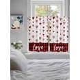 thumbnail image 3 of Valentine's Day Bathroom Window Curtain, Red Love Hearts Plaid Watercolor Light Filtering Coffee Kitchen Curtains, Bedroom Living Room Curtains 2 Panel 84"x54", 3 of 6