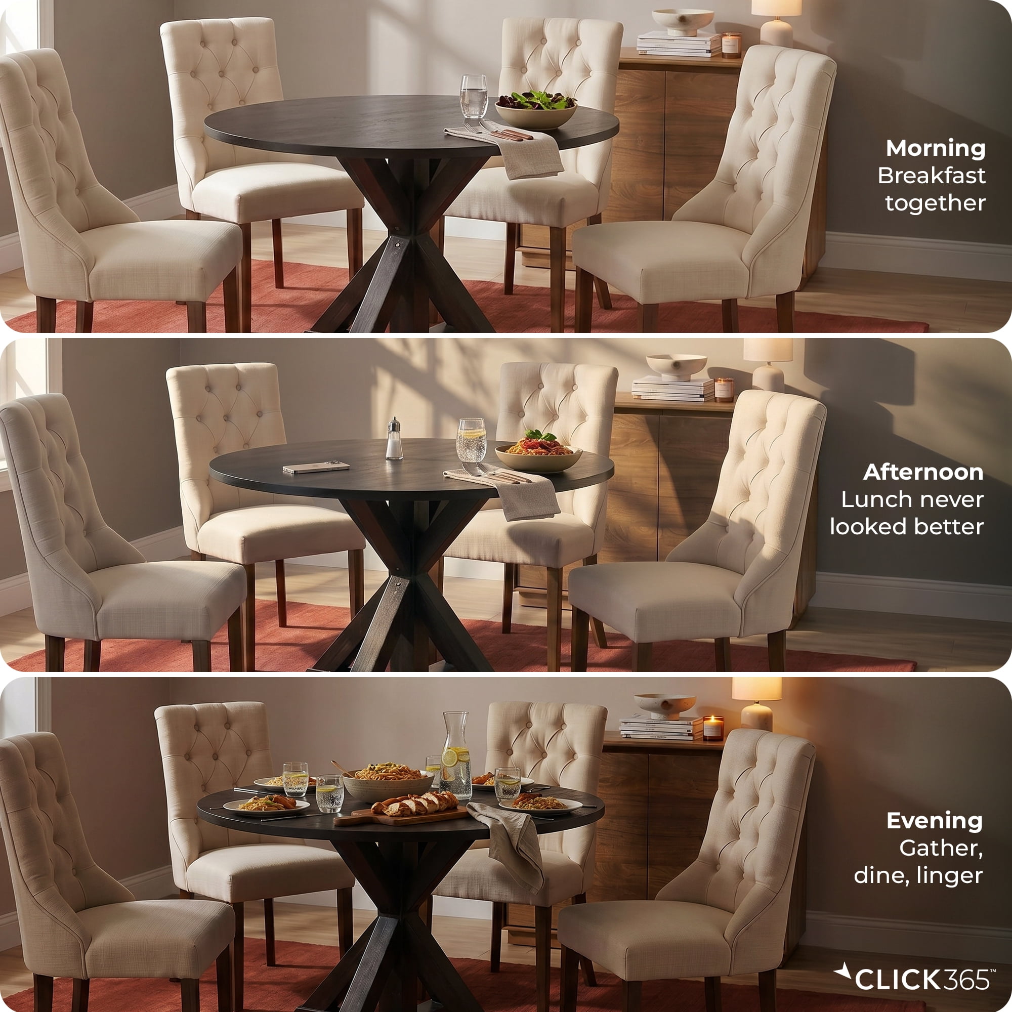 Finch Alfred Round Dining Table Rustic Dark Brown