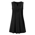 thumbnail image 4 of ClodeEU Women's Crewneck Sleeveless Mini Dress ,Solid Color Casual Loose Fit Summer Dress Black,Women's Plus XL, 4 of 5