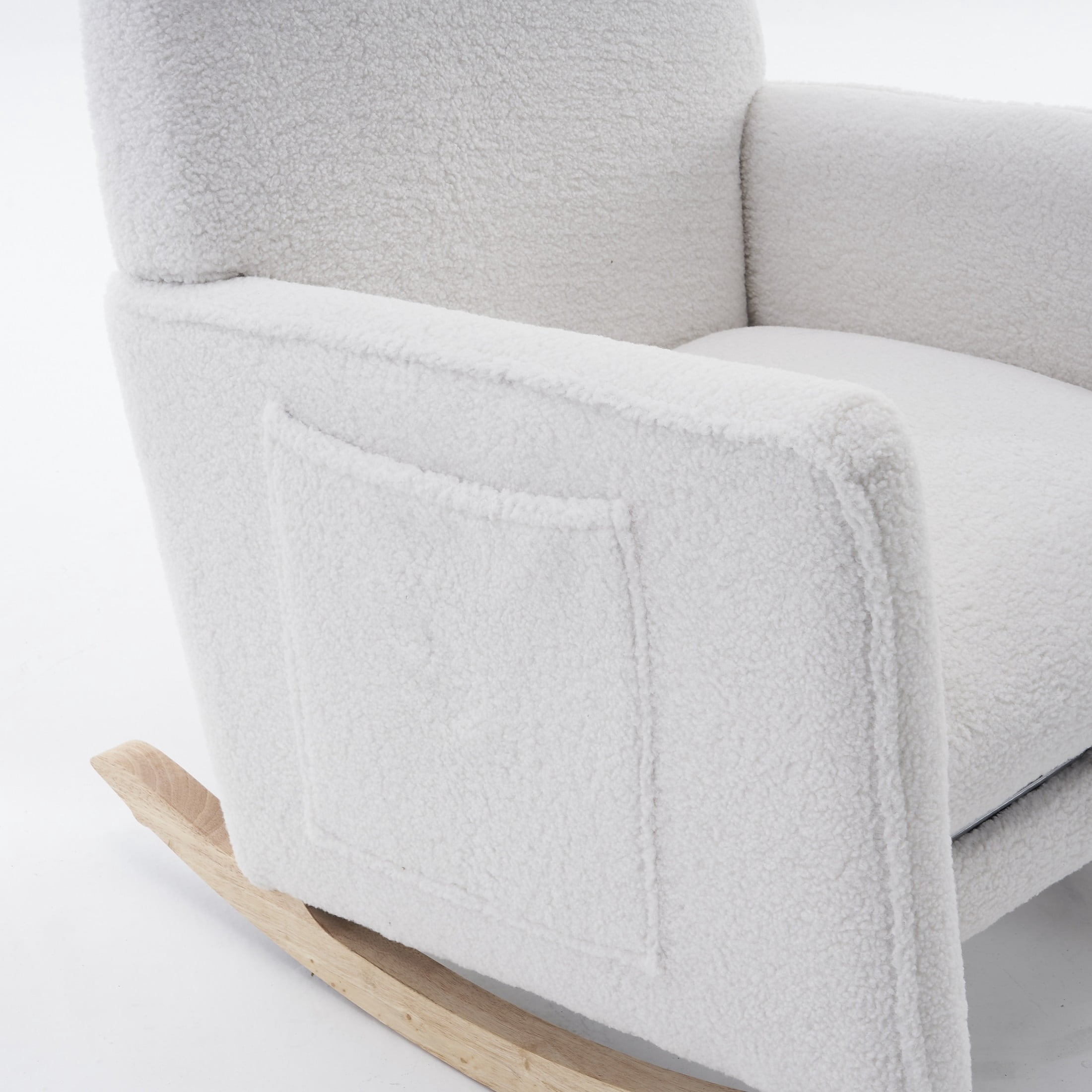 Noble House Nesta Upholstered Glider Rocking Chair, Reclining Nursery Armchair with Adjustable Footrest, Ivory
