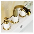 thumbnail image 3 of Spread Cold Hot Basin Faucet Brass White And Gold Bathroom Sink Faucet 2 Handles Sink Mixer Tap 3pcs Deck Mounted, 3 of 7