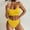 Yellow womens swimsuits, variant on Womens Swimsuits Pimelu Bathing Suit for Women Bikini Set Two Pieces Swimsuit for Women Summer Ladies Beach High Waist Bikini Sets Girls Solid Spaghetti Strap Swimwear with Briefs