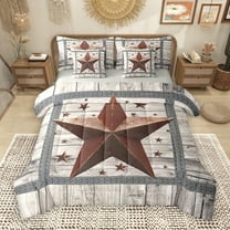 Manfei Texas Stars 7pcs Bedding Comforter Set,Old Barn Door Queen Bedding Sets,Rustic Farmhouse Cabin Queen Sheet Sets For Boys Kids,Super Cozy Room Decor Reversible