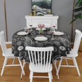thumbnail image 2 of Black Paisley and Floral Pattern Round Tablecloth 60"x60",Wrinkle Wipeable Table Cloth for Kitchen Dining Room Picnic Patio Party, 2 of 6