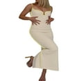 thumbnail image 3 of Women Slim Fit Dress Contrast Color Spaghetti Strap One-Piece, 3 of 9