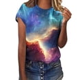 thumbnail image 4 of Mifsaly Casual Summer Tops for Women Crew Neck Abstract Graphic Print Short Sleeve Top Stretchy Lightweight T Shirt Daily Going Out Wear Fashionable Versatile Tee XXXXXL, 4 of 6