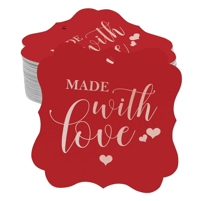 Inkdotpot Étiquette de Bouteille de Mariage en Forme de Support en Feuille d'Or Rose Véritable Lot de 50