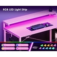 thumbnail image 4 of 48 Inch Gaming Desk with Storage & Led Lights, Computer Desk with Shelf, Reversible Gamer Desk with Adjustable Monitor Stand, Carbon Fiber Texture Pink, 4 of 17