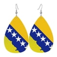 thumbnail image 6 of Faux Leather Earrings Earring Bosnian Map Flag Teardrop Dangle Earrings For Women Jewelry, 6 of 6