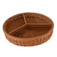 thumbnail image 5 of Hand Woven Serving Basket Imitation Rattan Bread Basket Snack Tray, Handmade Wicker Storage Baskets for Fruits, Vegetables 3 grids, 5 of 8
