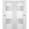thumbnail image 1 of Sliding Closet Opaque Glass 2 Lites Bypass Doors / Sete 6222 White Silk / Rails Hardware Set / Wood Solid Bedroom Wardrobe Doors, 1 of 4