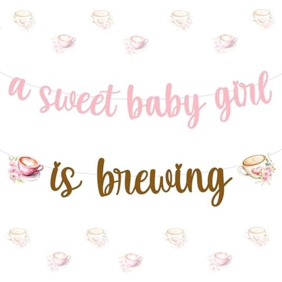 Pink Coffee Theme Baby Shower Decorations A Sweet Baby Girl is Brewing Banner Pink Floral Coffee Decor Tea Party Baby Shower Banner for Girls Coffe Gender Reveal Party Supplies