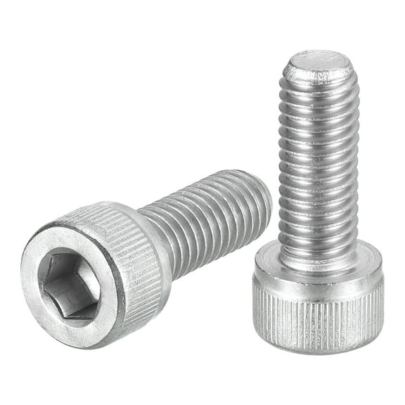 Hex Socket Bolts (M8-1.25x20), Grade 12.9 Stainless Steel Hex Socket Drive Screws, Silver Tone, 10 Pcs