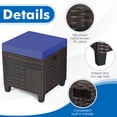 thumbnail image 4 of Barara King Wicker Ottomans, Outdoor Patio Ottomans, Foot Stool, 2 Pieces Patio Rattan Ottoman Set with Removable Cushions-Navy, 4 of 8