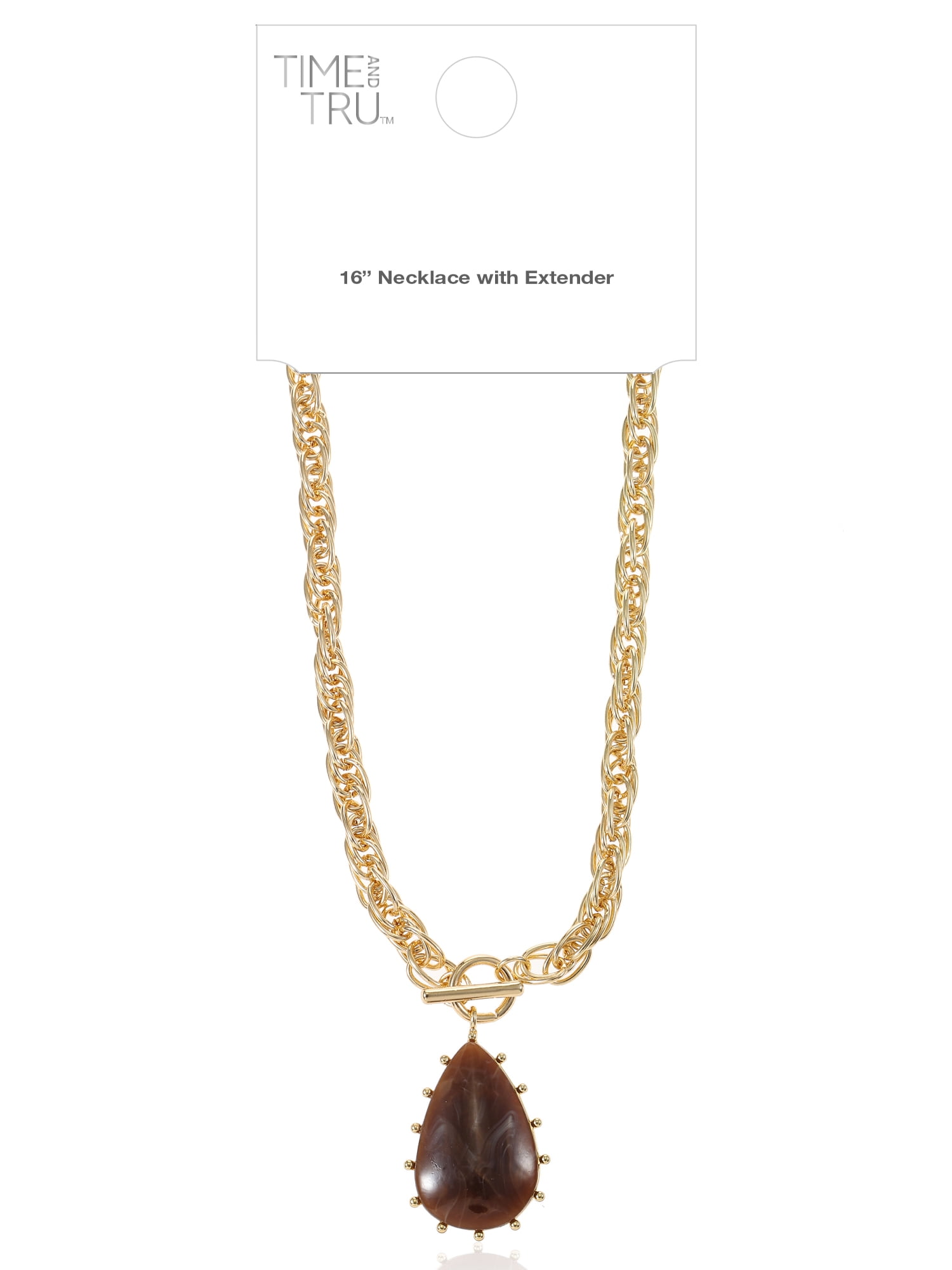 Time and Tru Goldtone Pendant Necklace, Brown, 1 Piece