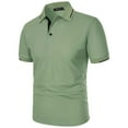 thumbnail image 4 of YLSDY Mens Casual Button Collared Shirts Collared Classic Button Basic Short Sleeve Cotton Pique Button Collared Shirt Stylish Golf Tops Green XXL, 4 of 5