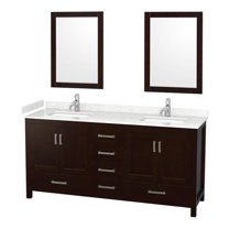 Wyndham Collection Sheffield 72" Mirrors Wood Double Bathroom Vanity in Espresso
