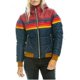 thumbnail image 1 of Womens Rainbow Zip-up Winter Down Casual Striped Hooded Puffer Coat, 1 of 4