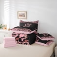 thumbnail image 6 of meiyoeat Cheetah Print Bowknot 7 Pieces Bedding Comforter Set For Girls,Pink Leopard Initial B Full Bedding Set For Kids,pink Reversible, 6 of 7