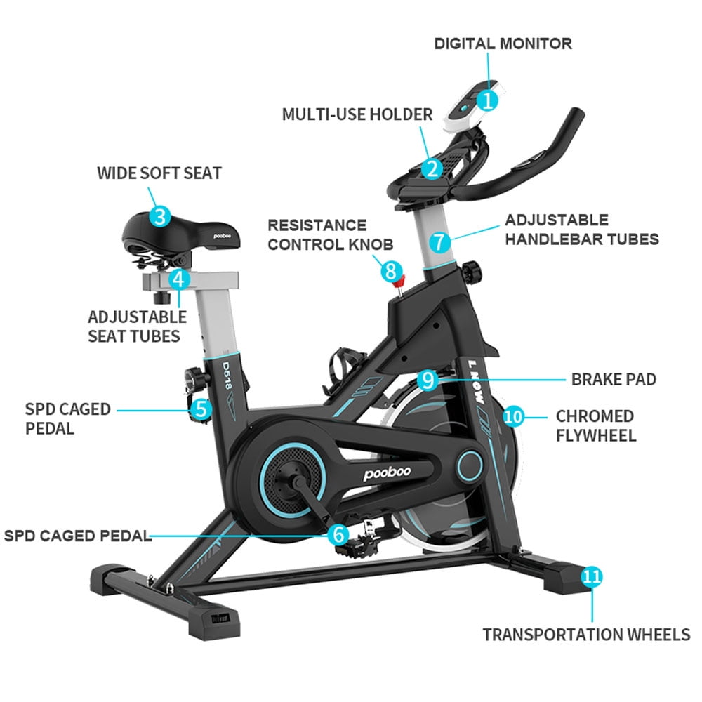 POOBOO Indoor Stationary Magnetic Cycling Exercise Bike Machine for Home Cardio and Workout 350 Lbs.