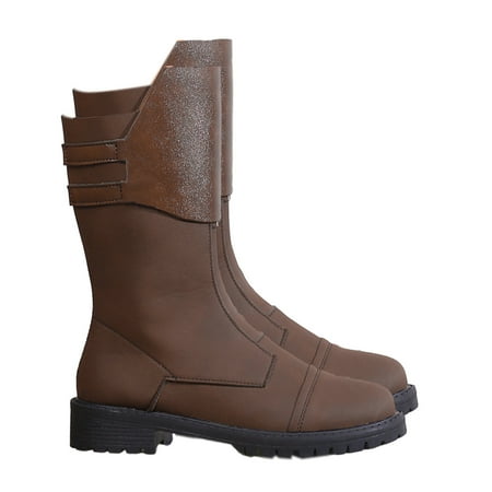 

Lovskoo 2024 Mid Calf Boots for Women Round Toe Flat Bottom Retro Elastic Dressy Flat Heel Flat Heeled Calf Boot Brown