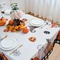 thumbnail image 4 of Halloween Tablecloth White with Pampkin Ghost Grave Spiderweb Baffalo Plaid Design - 60x84 Inch Rectangle/Oblong Polyester Table Cover - Water-Repellent, Washable, Reusable, and Durable, 4 of 8