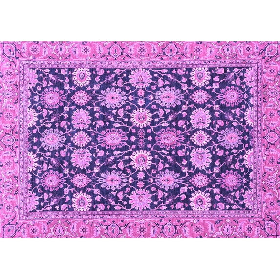 Ahgly Company Indoor Rectangle Abstract Purple Modern Area Rugs, 6' x 9'