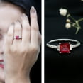thumbnail image 3 of Rosec Jewels 2 CT Claw Set Princess Cut Created Ruby Solitaire Ring with Diamond Side Stones, 18K White Gold, US 6.50, 3 of 9