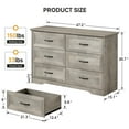 thumbnail image 2 of NEILA Dresser for Bedroom with 6 Drawers, Wood Drawer Dresser Chest of Drawers for Closet, Living Room, Hallway, Nursery, Kids Bedroom, Grey, 2 of 10