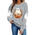 thumbnail image 4 of Tusihei Women Halloween Long Sleeve Cute Graphic Casual Pullover Tops Sweater Fall Winter Outfits, Gray S, 4 of 5